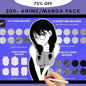 Mega paquete de pinceles de manga y anime para Procreate, sellos Chibi para Procreate, pinceles de manga para Procreate, pinceles de anime para Procreate, paquete de anime para Procreate
