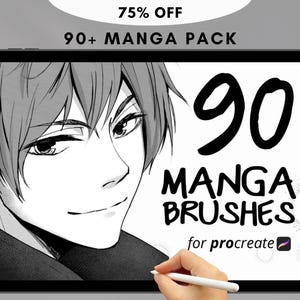 Paquete de más de 90 pinceles de manga y anime para Procreate, sellos Chibi para Procreate, pinceles de manga para Procreate, pinceles de anime para Procreate, sellos de anime para Procreate