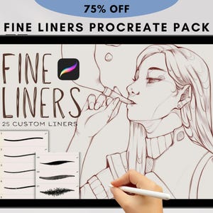 25+ Fine Liner Brush Set for Procreate | Micron, Fineliners, Stipple Brushes, Pattern Brushes, inking and lineart