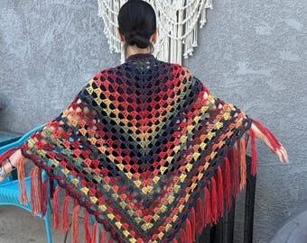 Patrón de ganchillo PDF para chal, poncho, bufanda, manta, bolero y estilo arcoíris: Ropa boho para fiestas y festivales, chal hippie colorido (digital)
