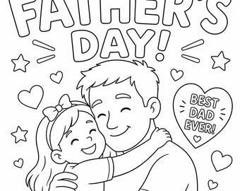 Father's day coloring pages 2 pack boy and girl