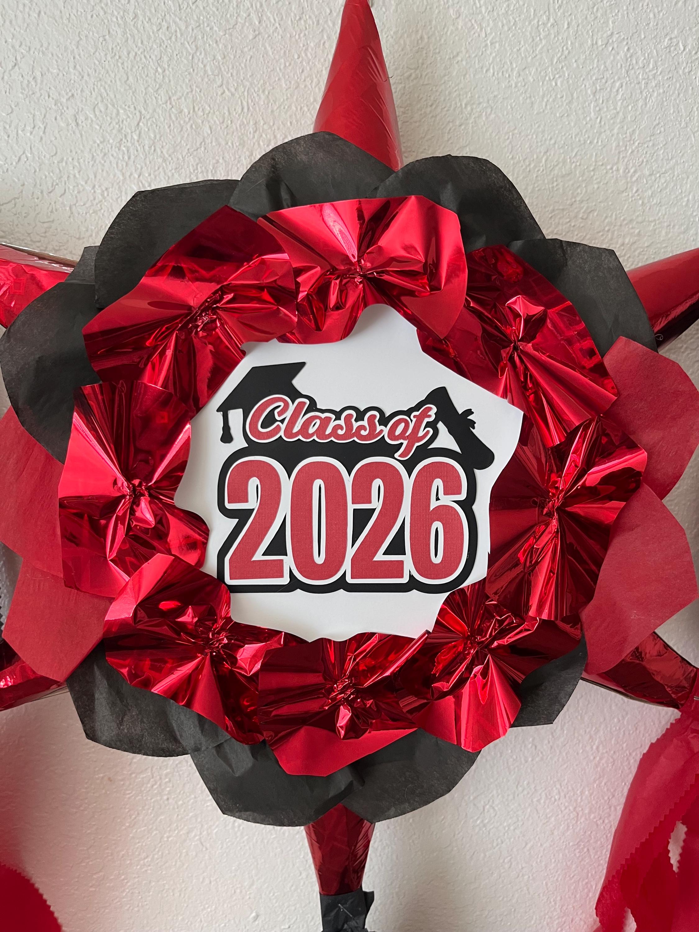 Handmade Red Black Star Graduation Piñata – Class of 2026 Party ...