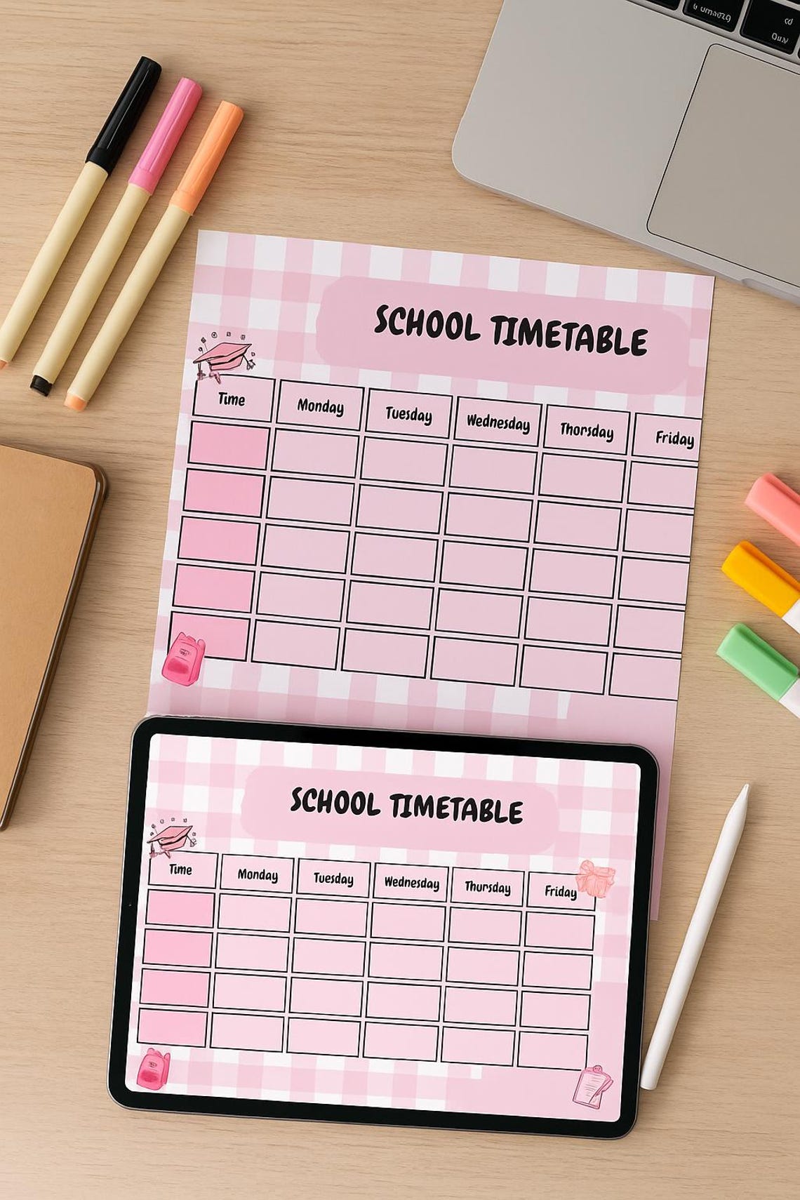 Pink School Timetable Printable | Cute Weekly Class Schedule (JPG ...
