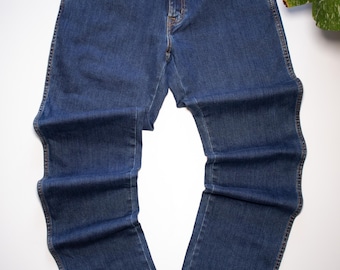 Wrangler herenjeans, donkerblauw, klassiek model met logo, denim jeans