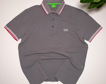 Polo gris para hombre Hugo Boss, talla M, corte moderno.