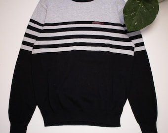 Maglione girocollo vintage Quiksilver da uomo, taglia L, nero/grigio, stile retrò surf sportswear, pullover casual streetwear anni '90/'00