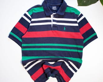 Koszulka polo w paski Polo Ralph Lauren – granatowa, wielokolorowa – rozmiar M
