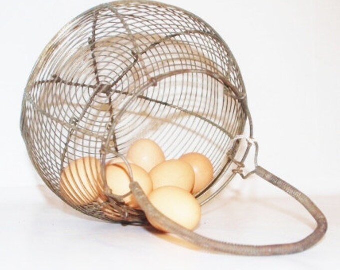 Antique French Wire Egg Basket Etsy