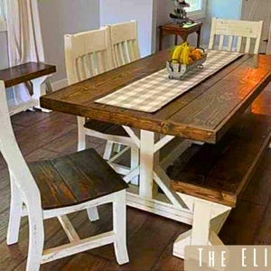 Elizabeth Farmhouse Dining Table – Custom Wood Table – Rustic Kitchen Table – Handmade Solid Wood Table – Ships Nationwide
