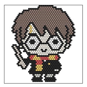 Hry Little Boy Inspired Brick Stitch Bead Pattern PDF | Cute Wizard Beading Pattern | Miyuki Delica Bead Chart | DIY Jewelry Design Pattern