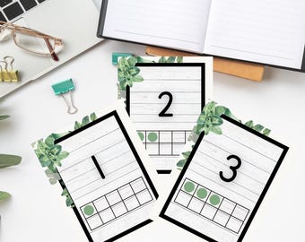 Number Cards 1–10 | One-to-One Correspondence | Preschool Math Printable | Instant Download