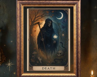 Death — The Transformation Arcana Art Print, Tarot Cards, Witchy Wall Decor, Witchcore Poster, Ethereal Art