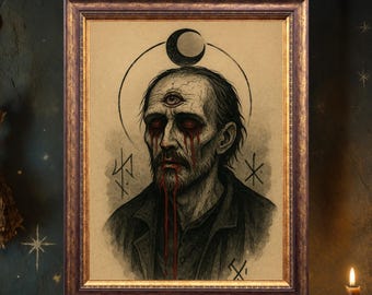 Stampa di ritratto mistico oscuro, arte murale occulta gotica