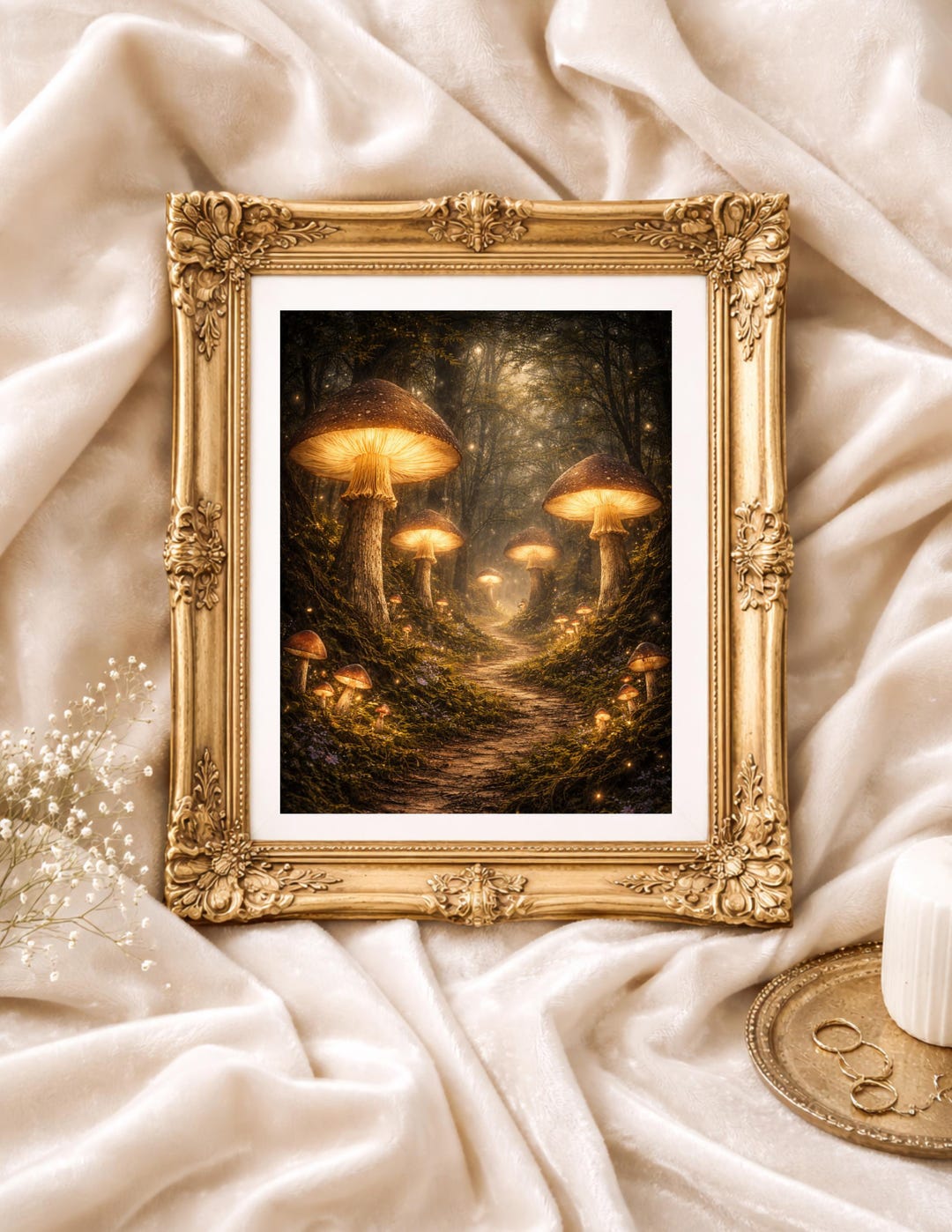 Enchanted Mushroom Forest Art Print, Magical Woodland Path Decor ...