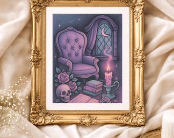 Witch’s Reading Corner – Pastel Gothic Wall Art Print