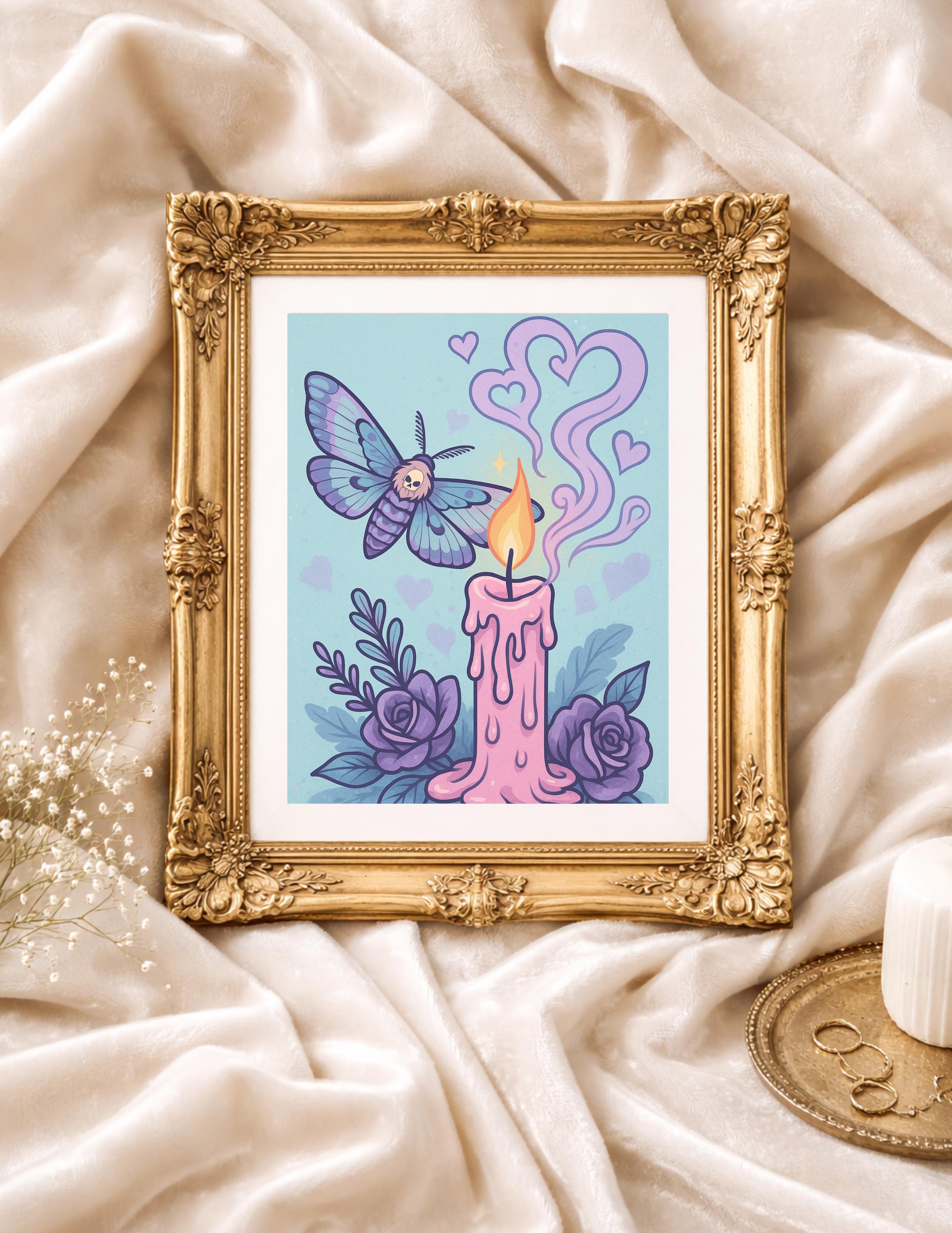 Pastel Goth Moth Print – Creepy Candle Art - Etsy