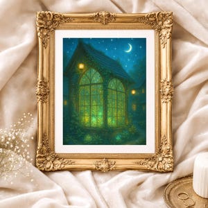 Enchanted Greenhouse – Witchy Nighttime Forest Print