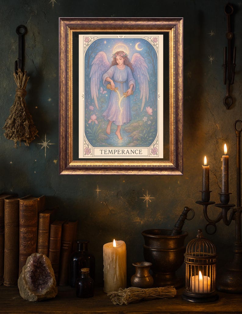 Temperance Angel Tarot Art Print – Ethereal Witchcore Decor - Etsy