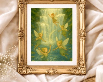Waterfall Fairies – Whimsical Fantasy Art Print