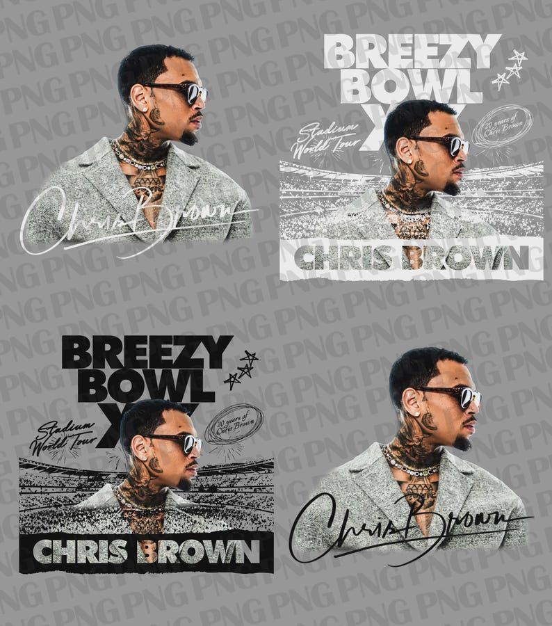 Chris Brown Breezy Bowl XX Tour 2025 Tshirt PNG Design, Bootleg Tee ...