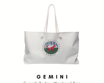 Borsa da weekend Gemelli - Borsa da viaggio e da spiaggia con zodiaco scandinavo - Regalo astrologico