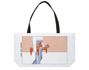 Hold Your Horses - Humorous Swedish Dala Horse Weekender Tote