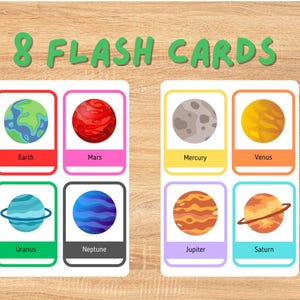 Solar System Flashcards Printable, Planets Flash Cards, Key Words