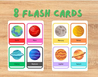Solar System Flashcards Printable, Planets Flash Cards, Key Words