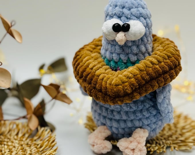 Cute Crochet Pigeon Plush with Bread Scarf | Handmade Amigurumi Toy