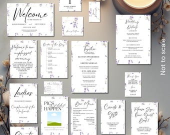 Colección Lavanda: Paquete de papelería editable para bodas