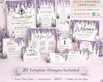 Plantilla editable de Canva para invitaciones de boda estilo Regencia / Bridgerton (descarga digital)