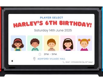 Invitación para fiesta de consola de videojuegos: invitación editable para fiesta infantil