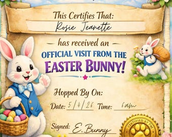 Certificado de visita del Conejo de Pascua (editable e imprimible)