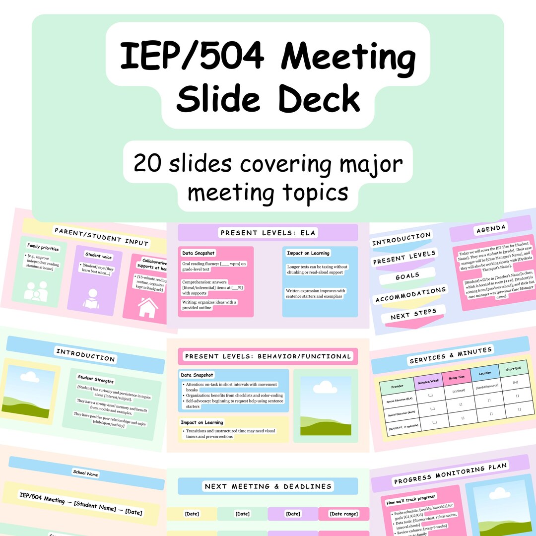 Editable IEP Meeting Slide Deck: Pastel Canva Presentation (digital ...