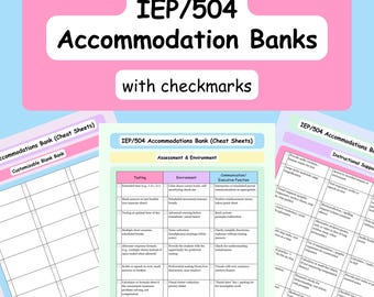 Schede riassuntive modificabili per gli adattamenti IEP/504: modelli Canva in stile pastello (download digitale)