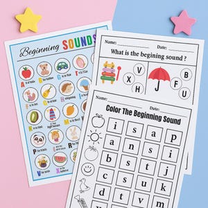 Beginning Sounds Worksheets|Alphabet Recognition Activities|Preschool Phonics Printable|Letter Sounds Practice |Homeschool Learning|Kids PDF