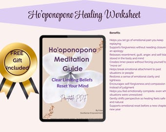 Ho'oponopono Healing Worksheet | Clear Limiting Beliefs, Self Care Journal (Printable PDF)