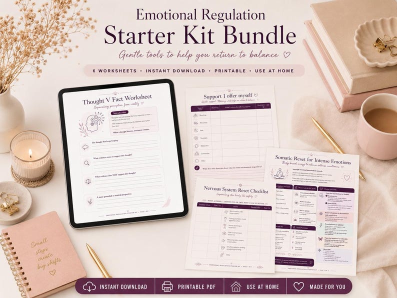 Emotional Regulation Worksheets for Adults | Anxiety Coping Skills (Digital Download) image 4