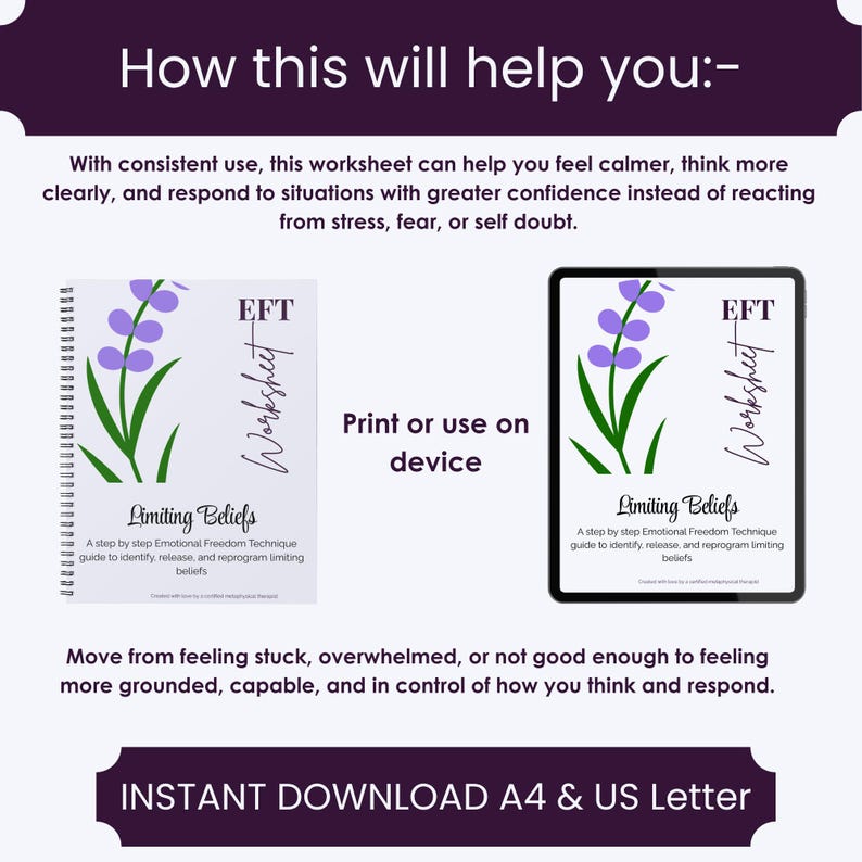 Eft Tapping Animation Worksheet.pdf EFT Tapping Worksheet for Limiting Beliefs | Reduce Overthinking ...