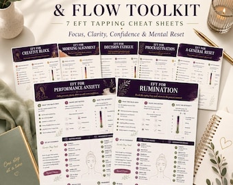Nervous System Regulation Toolkit | 7 EFT Tapping Cheat Sheets for Performance, Focus and Calming Techniques