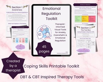 Emotional Regulation Worksheets | Coping Skills Printable Toolkit | DBT & CBT Inspired Therapy Tools