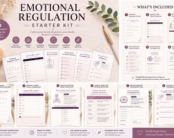 Emotional Regulation Worksheets for Adults | Anxiety Coping Skills (Digital Download)