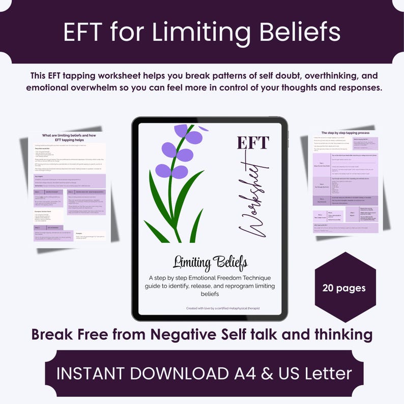 Eft Tapping Animation Worksheet.pdf EFT Tapping Worksheet for Limiting Beliefs | Reduce Overthinking ...