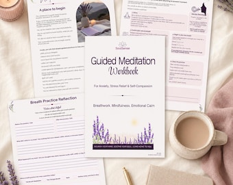 Guided Meditation Workbook for Anxiety, Stress Relief & Self-Compassion (Digital Download)