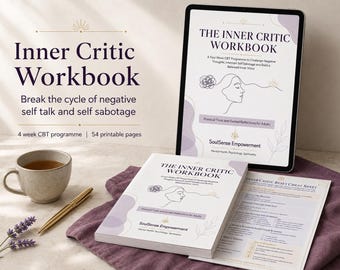Inner Critic Workbook: Printable CBT Tools for Challenging Negative Thoughts and Self Sabotage