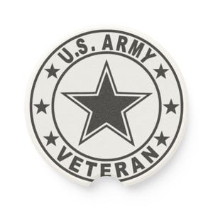 U.S. Army Veteran Soapstone Car Coaster, Military Gift, Car Accessories, Veteran Decor, Eco-Friendly Coaster