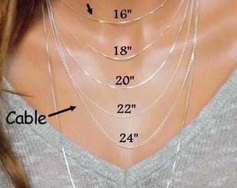 Silver Chain Necklace, Sterling Silver Chain, Finished Silver Chain, Solid 925 Plain Silver Chain 14 - 16 - 18 - 20 - 22 - 24 - 30 -36 inch