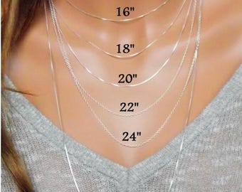 Solid Sterling Silver Chain, Silver Box Chain, Cable Chain, Jewelry Chain, Chain Necklace, Long Silver Necklace, 925 Solid, Finished Chain