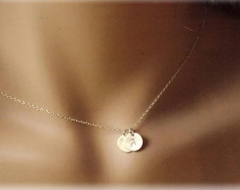 Custom initial necklace, personalized gift for her, Mother Day Gift, Mommy or Grandma Gift, 1 initial or more. Sterling silver + Gold filled