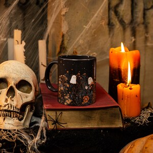 Cute Ghost Mug, Spooky Stars Night Sky Coffee Cup image 6